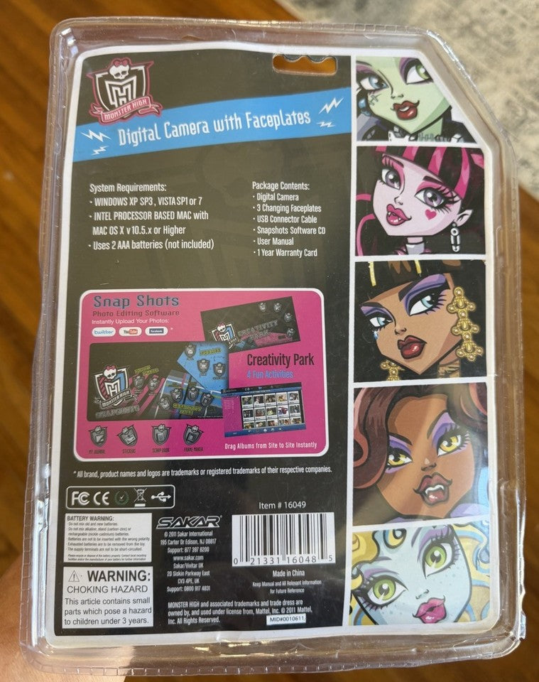 Monster 3 Vintage 2011 Mattel Monster High Digital Camera with 3 Faceplates Item ...