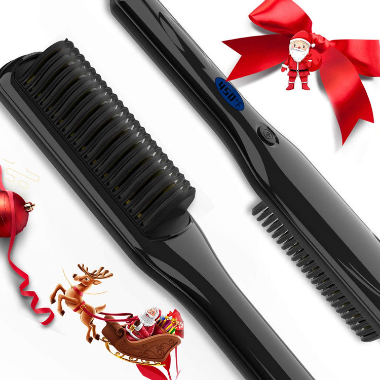Beard Straightener, Aqziill Beard Comb Heated Beard Comb Brush with 3 Heat Setting