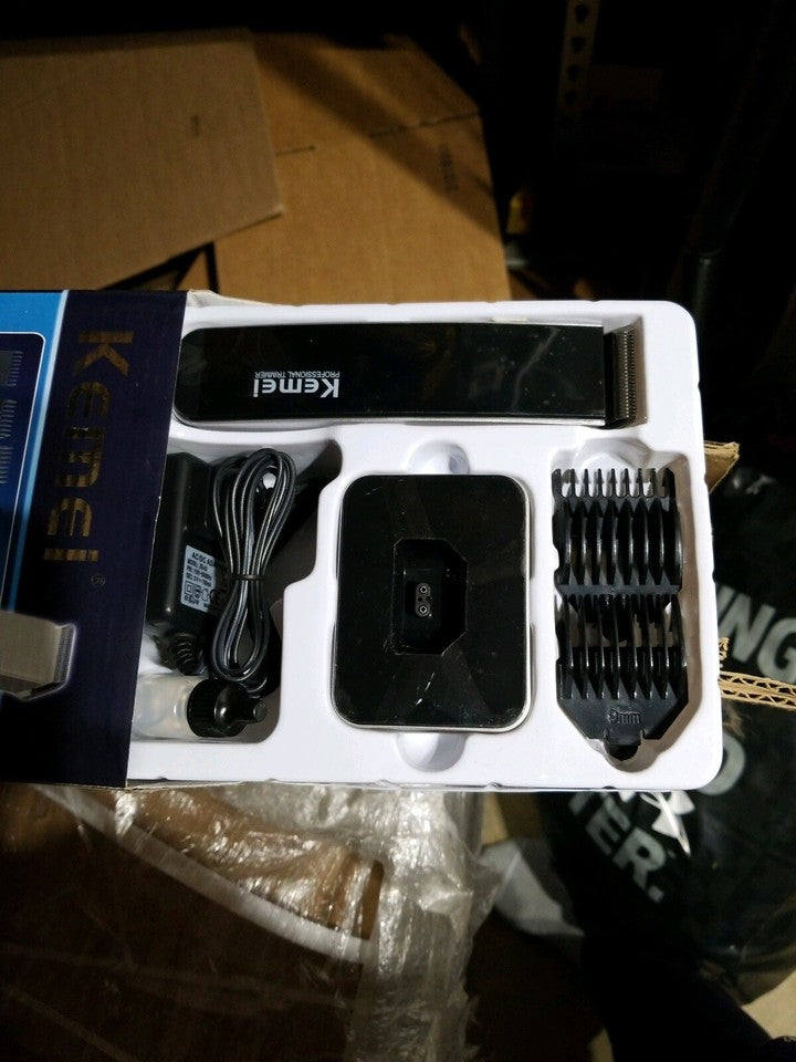 Kemei KM - 619 Portable Rechargeable Black Electric Hair Trimmer Clipper - New