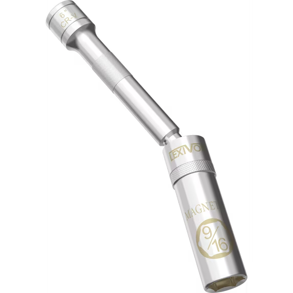 LEXIVON 9 16-Inch Spark Plug Swivel Socket, 3 8  Drive x 6