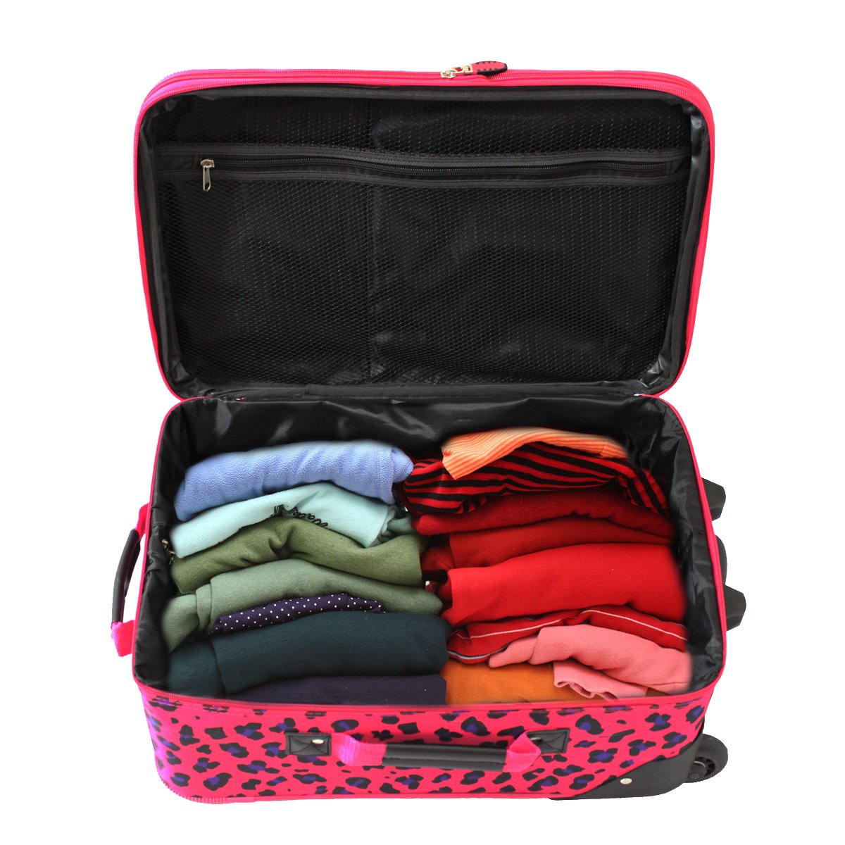 Rockland Rio Upright Carry-On & Tote 2-Piece Luggage Set - Magenta Leopard
