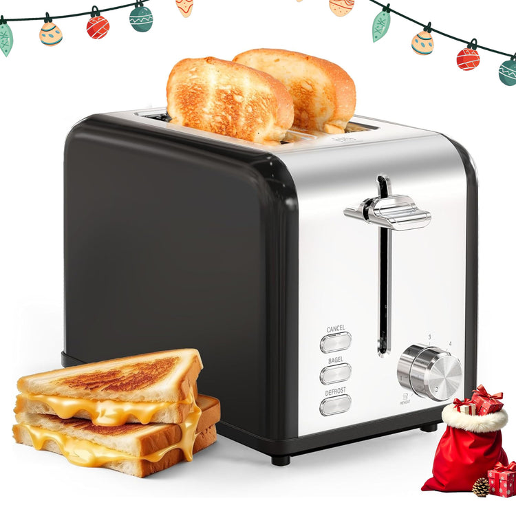 Simple Deluxe 2-Slice Wide-Slot Toaster, 6 Browning Settings, Black