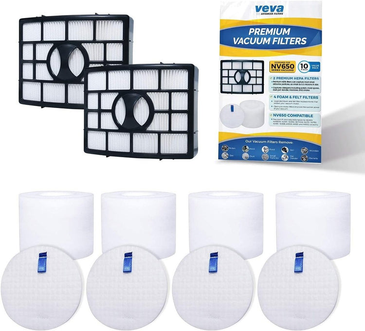 VEVA Premium Vacuum Filter Set with 2 HEPA 4 Foam 4 Felt Filters for Shark