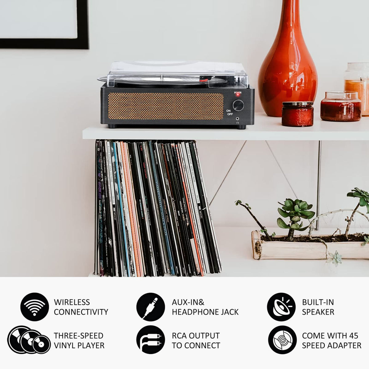 Vintage Record Player for Vinyl with Speakers – Guudztogo.com