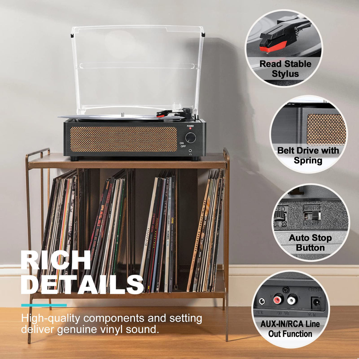 Vintage Record Player for Vinyl with Speakers – Guudztogo.com
